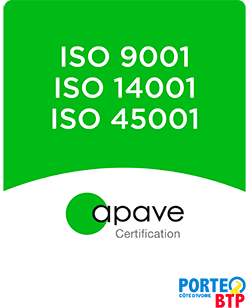 ApaveCert ISO9001 ISO14001 ISO45001 x PORTEO BTP